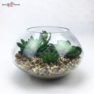 OrientalFineArt สวนถาด สวนจำลอง แคคตัสปลอมตกแต่งในแก้วใส งานสวยเสมือนจริง