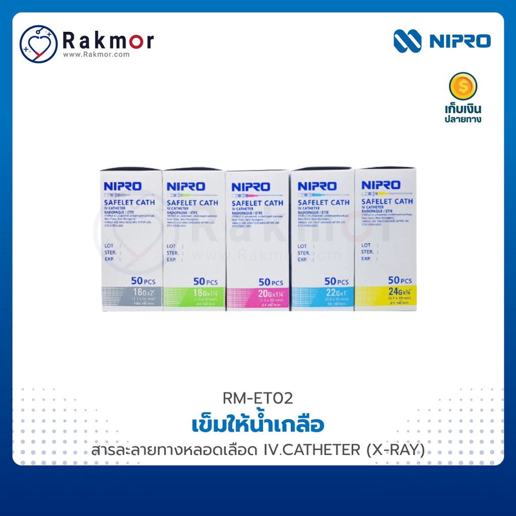 NIPRO เข็มให้น้ำเกลือ และสารละลายทางหลอดเลือด IV.CATHETER (XRAY
