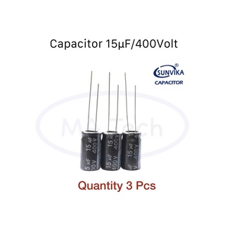 15uf 400V Capacitor 15uf400V คาปาซิเตอร์ 15uf 400V (ขนาด 8x14.0mm) 1 ชุด มีจำนวน 3 ชิ้น