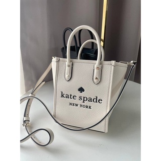 KATE SPADE ELLA PEBBLED LEATHER MINI TOTE CROSSBODY SATCHEL PARCHMENT  ขนาด 7"