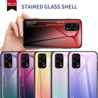 Realme 7i / 7 4G /7 Pro /X7 / X7 Pro Case Fashion Gradient Tempered Glass Phone Casing Cover ปลอกโทรศัพท์