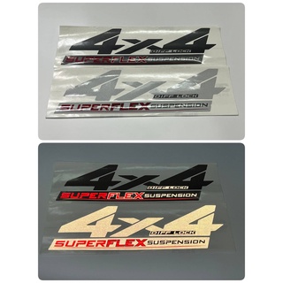 สติ๊กเกอร์แบบดั้งเดิม คำว่า 4×4 DIFF-LOCK SUPERFLEX SUSPENSION สะท้อนแสง 3M ติดแก้มท้ายรถ TOYOTA REVO ปี2021 sticker