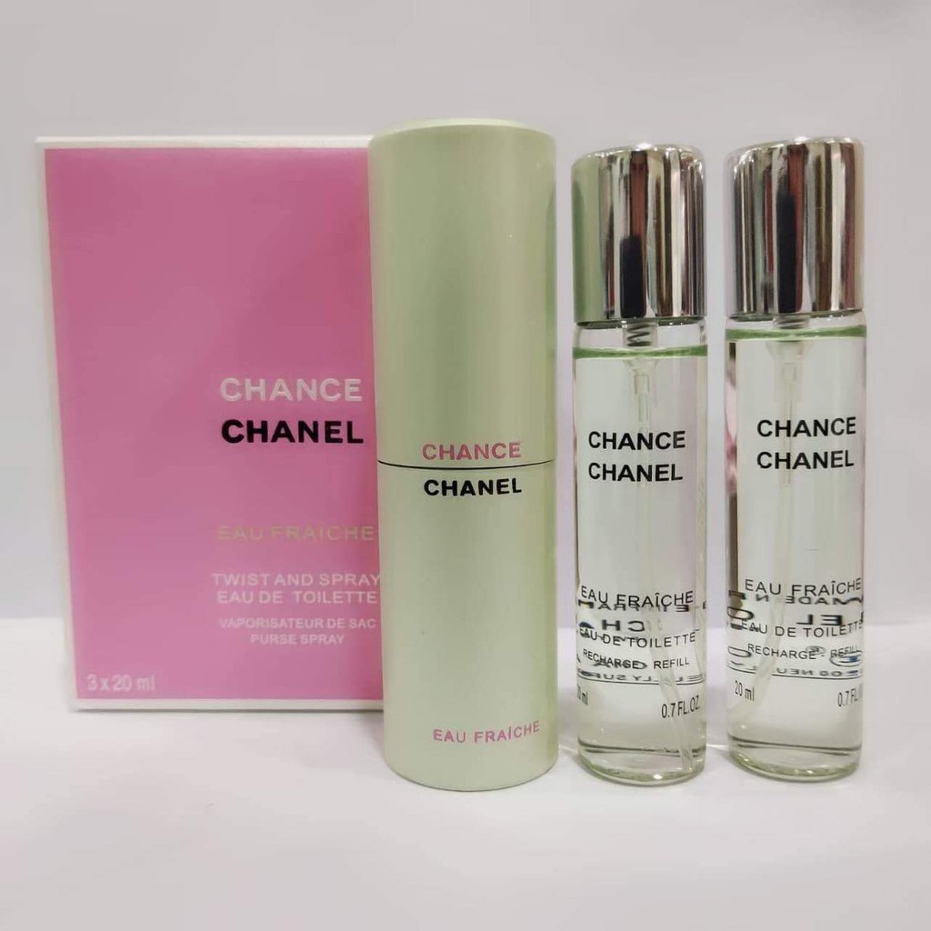 【ของแท้ 💯% 】⚡️ส่งฟรี 🚚 น้ำหอม Chance Chanel Eau Fraiche Twist and Spray 20 ml.x 3 *กล่องขาย*