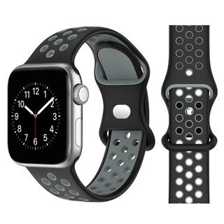 สายนาฬิกาข้อมือซิลิโคน ระบายอากาศ สองสี แบบเปลี่ยน สําหรับ iWatch Series 7 6 5 4 3 2 1 SE Apple Watch Bands 38 40 41 มม. 42 44 45 มม.