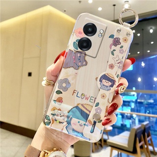 New เคสโทรศัพท์ Realme Narzo 50 5G / Narzo50 Pro 5G / Narzo 50A Prime / GT Neo 3T / GTNeo2 5G / GT Master Edition Fashion Glitter Rhinestone Cute Cartoon Wrist Strap Holder Soft Case Cover เคส Narzo50Pro GTNeo3T