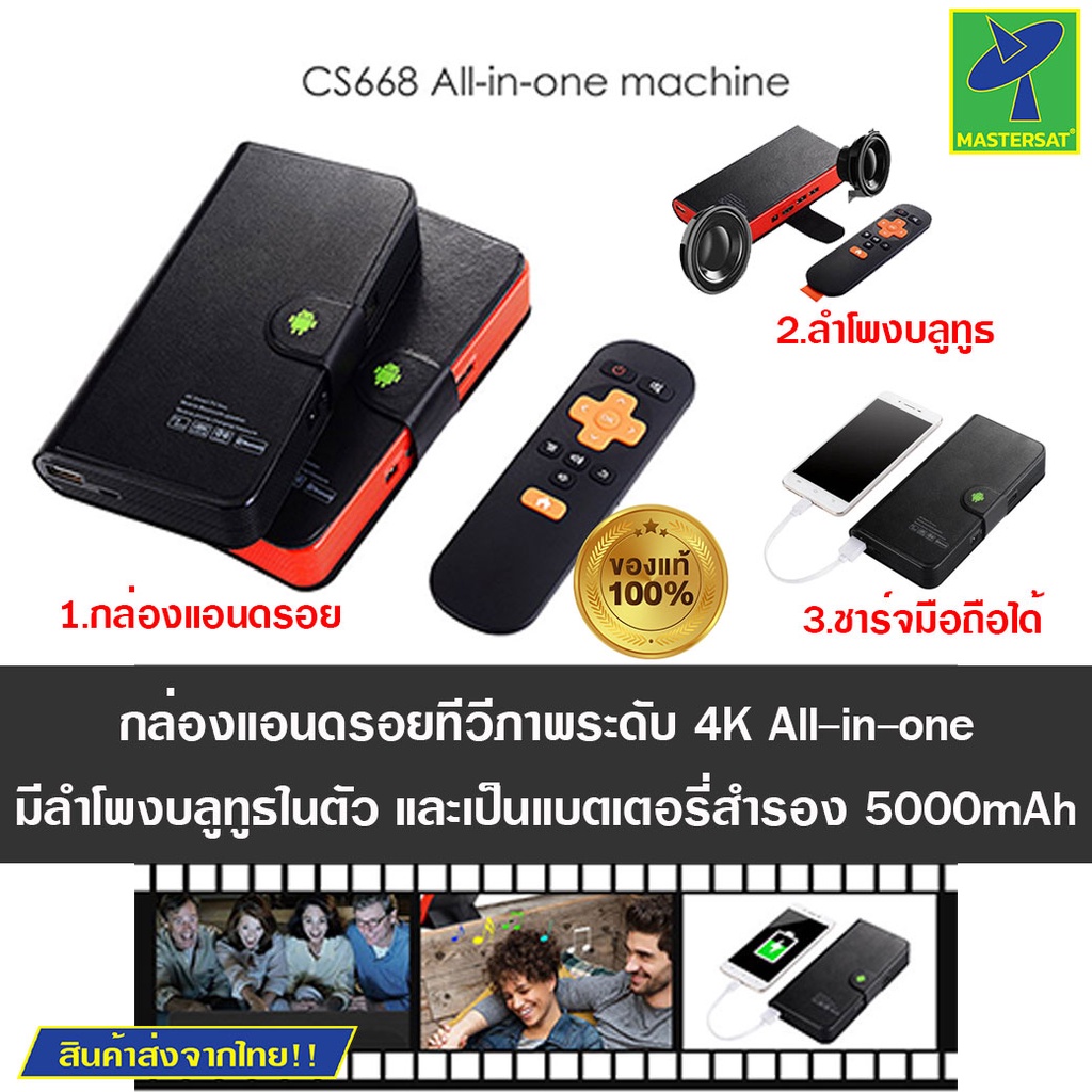Mastersat กล่องแอนดรอย กล่องสมาร์ททีวี ภาพคมชัด ระดับ 4K CS668 Combo Android 6.0 Amlogic S905X 8GB R