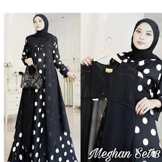 Meghan SET ชุดเดรส 2IN1 วัสดุ Gamis / INNER SYAKILA MIX OUTER Cerutydan Gamis ผู้หญิง + ชุดเดรสแฟชั่น มุสลิม ล่าสุด 22 เป็นมิตรกับสิ่งแวดล้อม