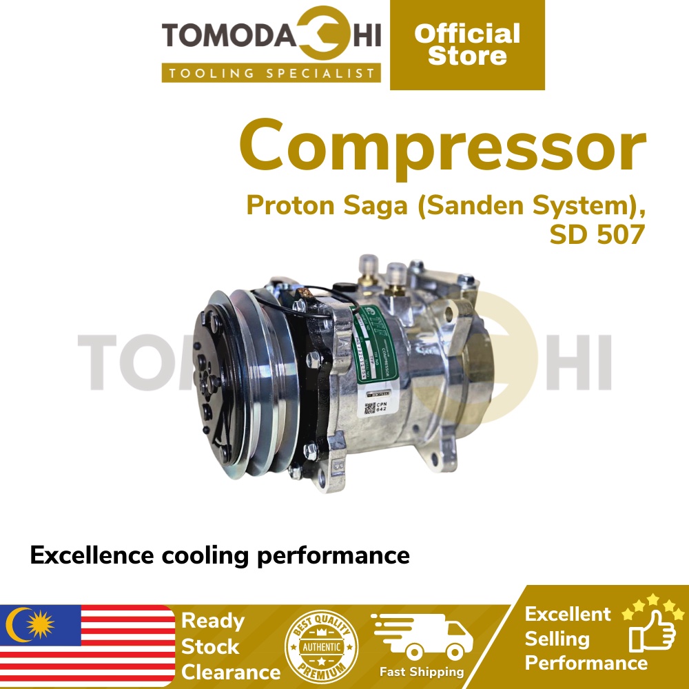 TOMODACHI รถ Aircond คอมเพรสเซอร์ SANDEN Proton Saga SD 507 คอมเพรสเซอร์ Proton Saga SD 507