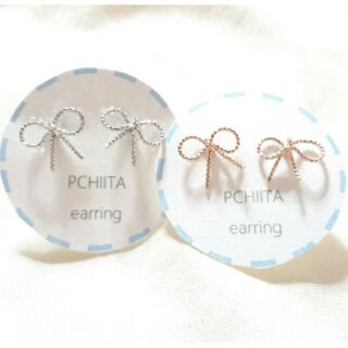 ต่างหู เงิน รหัสที่ 7 ต่างหู ribbon สีเงิน