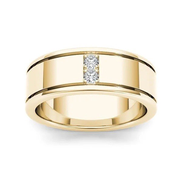 แหวนเพชรเทียมรูปแบบใหม่ที่เรียบง่ายชุบด้วยทองคำ 14 K de2-2962