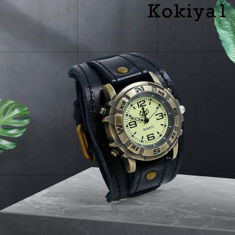 [kokiya1] นาฬิกาข้อมือสายหนัง สีดํา สไตล์วินเทจ สําหรับผู้ชาย ราคา ถูกที่สุด ดีลบีเคเค แกลเลอรีภาพที่ 6