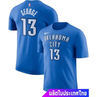 NIKEกัปปะเสื้อยืดยอดนิยม Nike Paul George Oklahoma City Thunder NBA Youth 8-20 Blue Dri-Fit Performance Official Player