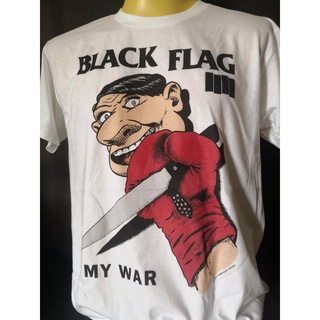 เสื้อวงนำเข้า Black Flag My War Circle Jerks Misfits Descendents Hardcore Punk Rock Style Vintage Gildan T-Shirt