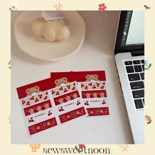 🌷sewsweetnoon🌷สติ๊กเกอร์ลายน้องหมีเชอรี่🍒🍒🍒