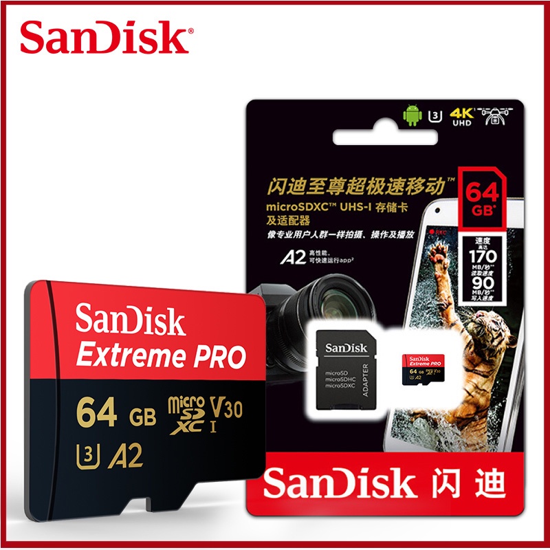 Sandisk Extreme A2 PRO การ์ด Micro SD 1TB 512G 128GB 170MB/s สําหรับโดรน