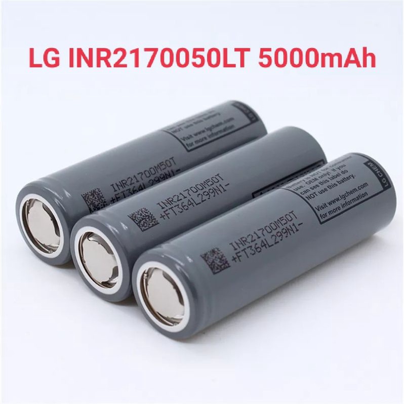 ถ่านชาร์จ Li-ion ขนาด21700 ยี่ห้อLG รุ่นINR21700LT 5000mAh จ่ายกระแสต่อเนื่อง10A MAX:20A
