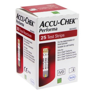 💥ล็อตใหม่สุด หมดอายุ31/05/21** แผ่นวัดน้ำตาล Accu-Chek Performa test Strip 25 ชิ้น💥