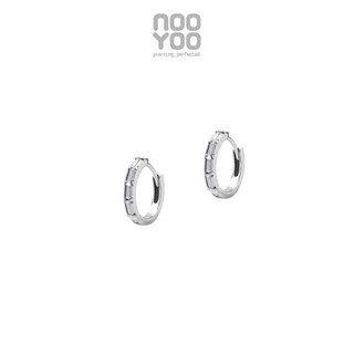 NooYoo ต่างหูสำหรับผิวแพ้ง่าย Hoop with Baguette CZ Surgical Steel