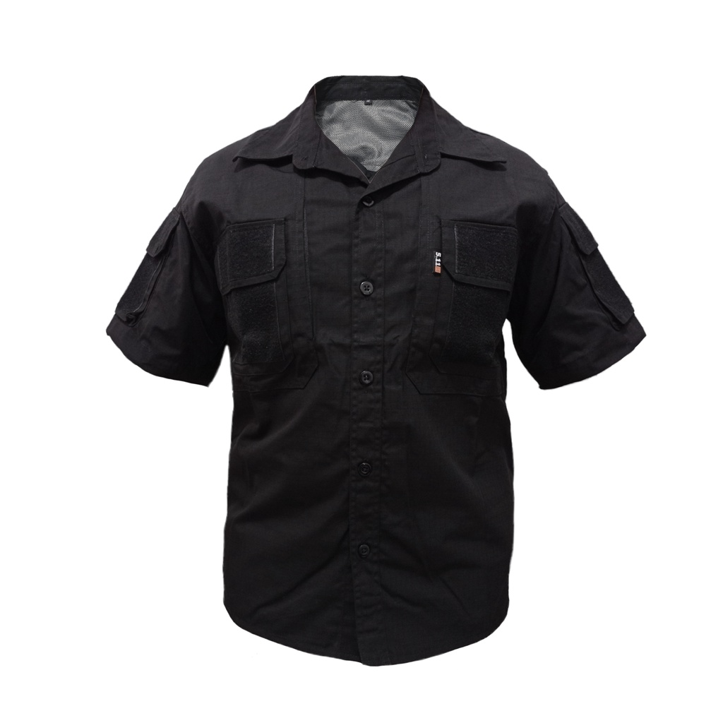 Putih KEMEJA HITAM Tactical Shirt/Pdh/5 Black, White Ripstop Short Sleeve Box