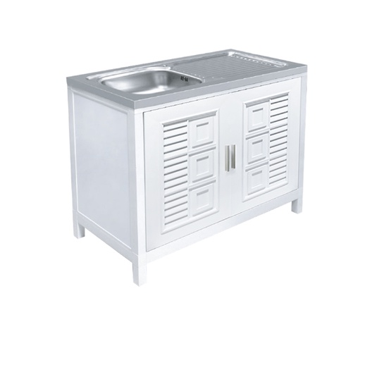 GlobalHouse ADVANCED ตู้พร้อมซิงค์ล้างจานสเตนเลส 1 หลุมมีที่พัก 100x50x80 ซม. C1S 5010 MB สีขาว สินค