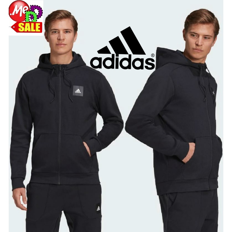 Adidas - ใหม่ เสื้อวอร์มแจ็คเก็ตฮู้ดใส่ออกกำลังกาย/ลำลอง กันหนาว ADIDAS MUST HAVES FULL-ZIP STADIUM 