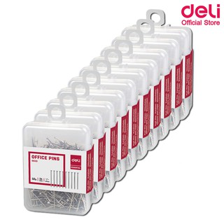 Deli 0023 Office Pin 50g เข็มเย็บกระดาษขนาด 50 กรัม แพ็ค 10 กล่อง เข็มทำกระทง หมุดทำกระทง เข็มทำกระทง เข็มเสียบกระดาษ