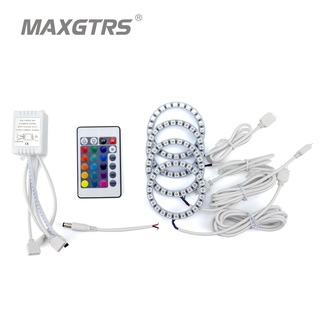 Maxgtrs หลอดไฟหน้ารถยนต์ LED 5050 RGB พร้อมตัวควบคุม IR