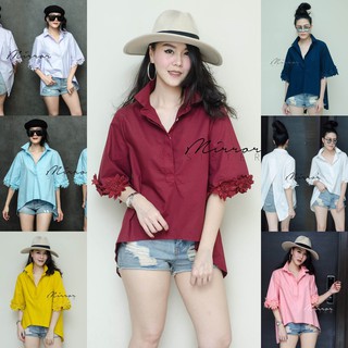 เสื้อเชิ้ตทรงเท่ห์สีพื้น