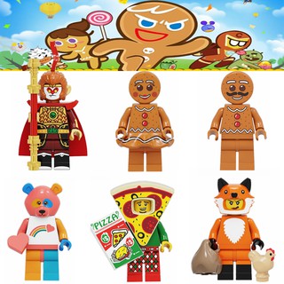 ของเล่นเด็กตัวต่อเลโก้การ์ตูนมินิ gingerbread man sun wukong pizza สําหรับเด็ก