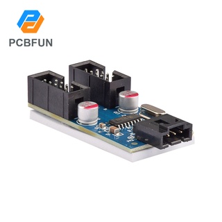 Pcbfun ฮับแปลงขยายเมนบอร์ด USB 2.0 9-pin เป็น Dual 9-pin