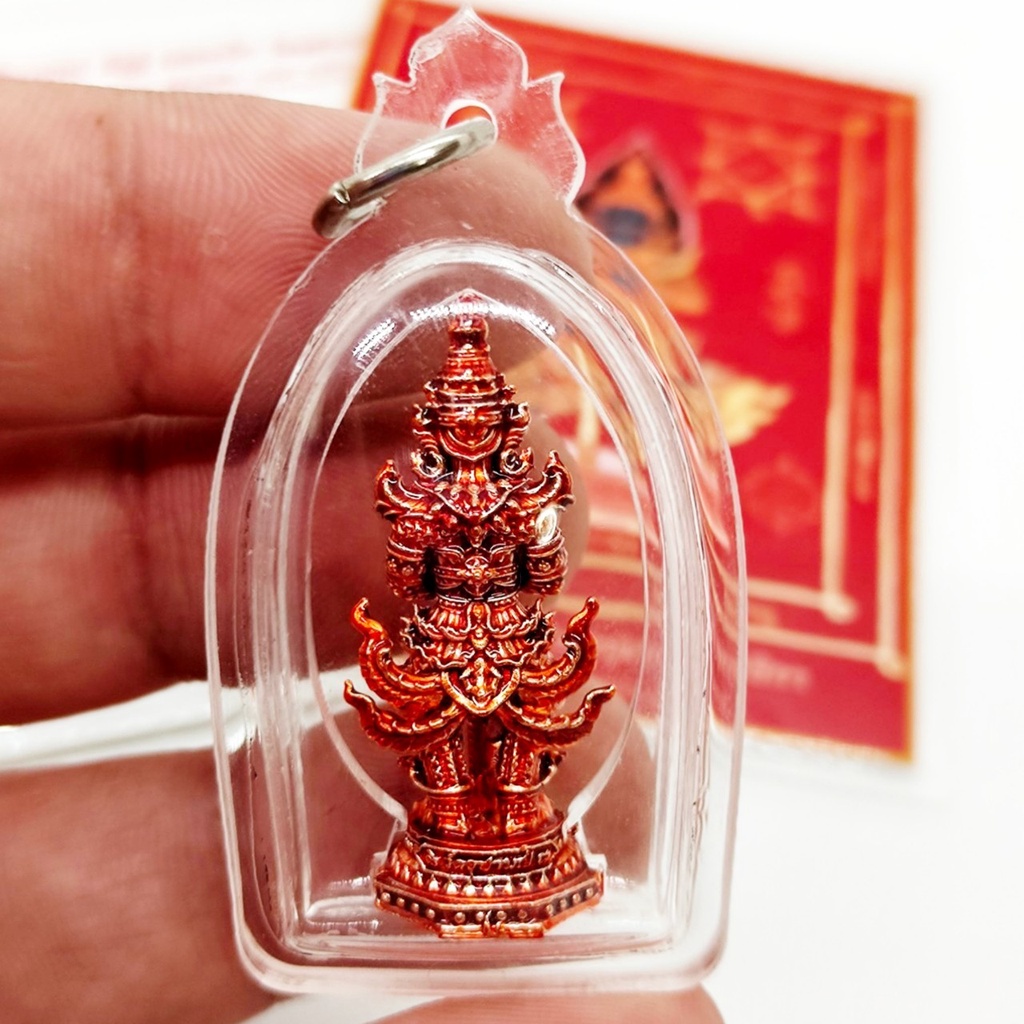 ชุดคู่ ท้าวเวสสุวรรณทรัพย์มงคล สีแดง เลี่ยมกรอบกันน้ำ+แผ่นยันต์ท้าวเวสสุวรรณเคลือบ สุดยอดมหามงคลวัดจุฬามณี รุ่นนี้พุทธาภ