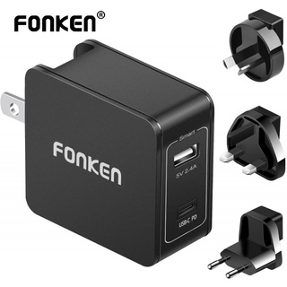 FONKEN อะแดปเตอร์ชาร์จโทรศัพท์ USB อเนกประสงค์ มาตรฐาน US