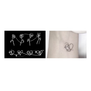 【Mars Tattoo】ใหม่ สติกเกอร์รอยสักชั่วคราว ลาย BTS Inspired Love Yourself 2 สัปดาห์ ติดทนนาน X034