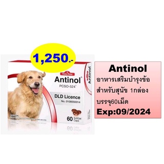 Antinol  อาหารเสริมบำรุงข้อสำหรับสุนัข 1กล่อง บรรจุ60เม็ด Exp:04/2024