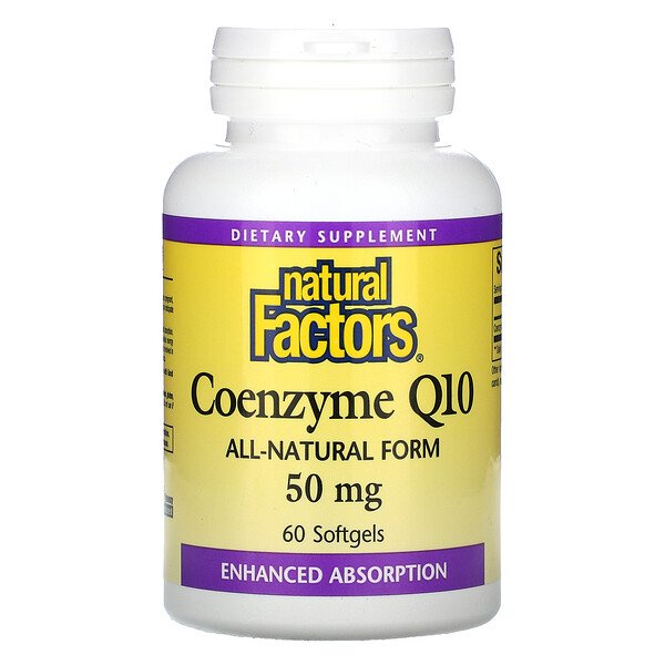 Natural Factors, Coenzyme Q10, 50,100 mg, 60,120,240 Softgels โคเอนไซม์คิวเทน ต้านอนุมูลอิสระ ลดริ้วรอย