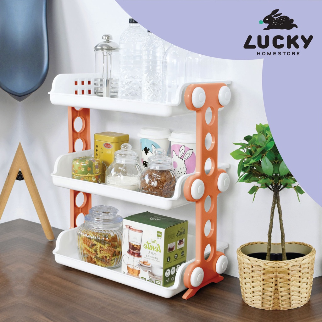 LUCKY HOME ชั้นวางพลาสติก 3 ชั้น หน้ากว้าง 46.7 cm ยาว 26.5 cm สูง 52.3 cm AE-643