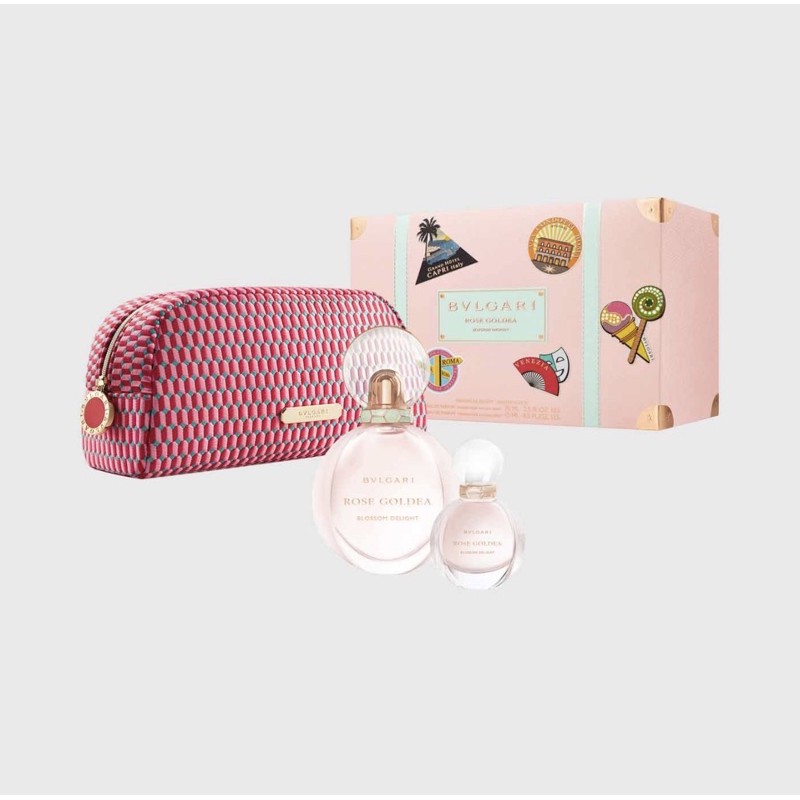 BVLGARI Parfums bag กระเป๋าน้ำหอม,เครื่องสำอาง Rose Goldea สีชมพูสวยๆ ✨พร้อมส่ง✨ ของแท้ 100%💕