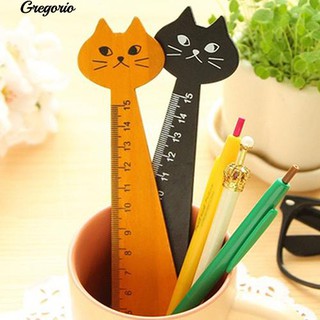 Gregorio Cartoon Cat Kitten Straight เครื่องอุปโภคบริโภคโรงเรียนเครื่องเขียนไม้ไม้ไผ่