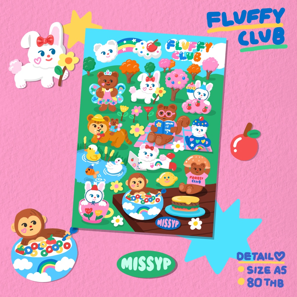 STICKER FLUFFY CLUB A5 SIZE