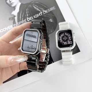 สายนาฬิกาข้อมือเซรามิค พร้อมเคส สําหรับ Apple Watch 38 40 41 42 44 45 มม. iWatch series 7 SE 6 5 4 3 2