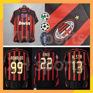 เสื้อกีฬาแขนสั้น ลายทีมชาติฟุตบอล Milan 2006 2007 AC 06 07 AC Kaka 22 Nesta 13 Ronaldo 99