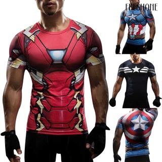 เสื้อยืด แขนสั้น พิมพ์ลาย Avengers Iron Man Captain America สําหรับผู้ชาย