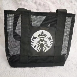 Ready stock women Starbucks transparent hollow shoulder bag large handbag woman Tote Bag Ladies sling shopping bag