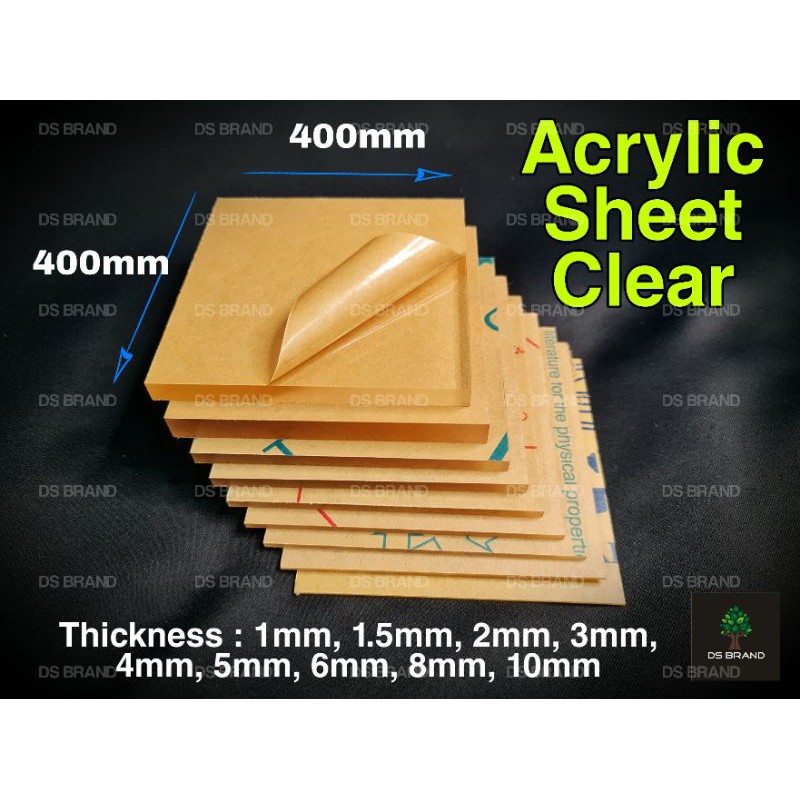 เกตุน Akrilik / แผ่นอะคริลิกสี่เหลี่ยมใส saiz 400mm X 400mm