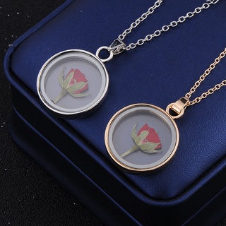 【สินค้าพร้อมส่ง】ใหม่ สร้อยคอแฟชั่น จี้ดอกกุหลาบแห้ง ทรงกลม ของขวัญวันวาเลนไทน์