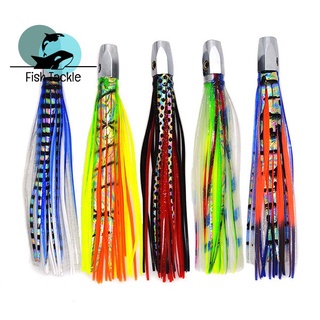 8 นิ้วน้ำเค็ม Octopus Trolling Fishing Lure Jet Octopus กระโปรง Jetted Head Trolling Lure