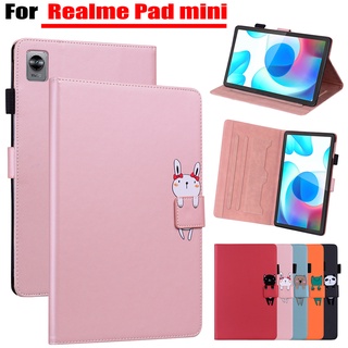 Realme Pad mini เคสแท็บเล็ตหนัง PU ฝาพับแม่เหล็ก ลายการ์ตูนน่ารัก พร้อมช่องใส่บัตร ขาตั้ง สําหรับ OPPO Realme Pad mini 2022 8.7 นิ้ว RMP2105