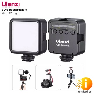 ULANZI VL49 สีดำ Mini LED Video Light ไฟ LED ขนาดพกพา มาพร้อมแบตเตอรี่ในตัว ขนาด 2000 mAh