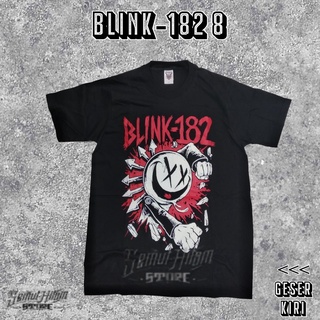 เสื้อยืดผ้าฝ้ายพิมพ์ลายแฟชั่น เสื้อยืด BLINK 182 SMILEY FACE Builtup Music Band Punk Rebel Heaven Hell ของแท้