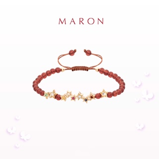 MARON - My Nine Lucky Stars Bracelet with Carnelian (เชือกถัก) สร้อยข้อมือดาวนพเก้า เสริมดวง [คาเนเลี่ยน] เงินแท้